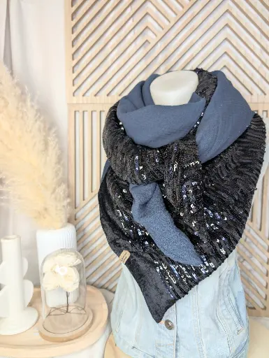 Triangle bleu marine sequins 